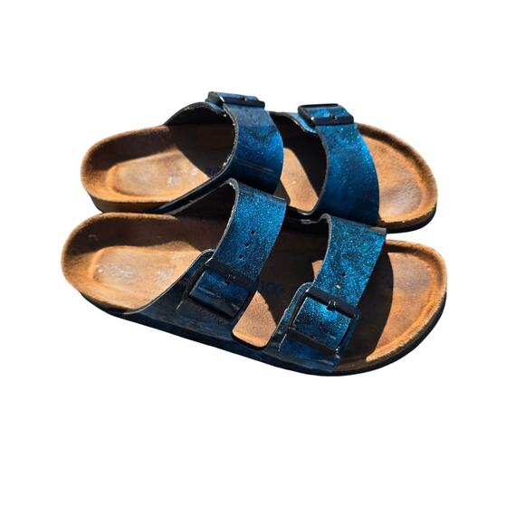 Birkenstock Women's Arizona SF Slide Sandal Iride Strong Blue Size 40 Summer - Picture 3 of 7